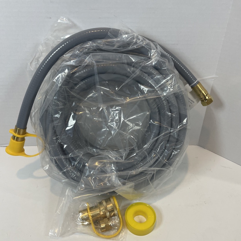 Generic Natural Gas Hose 36ft Grey Quick Disconnect Kit Outdoor Brass